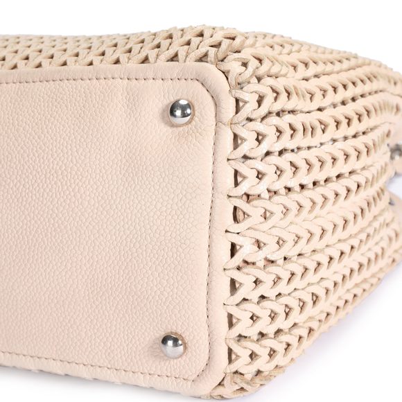 Chanel Pale Pink Woven Leather Charm Tote - Picture 5 of 9